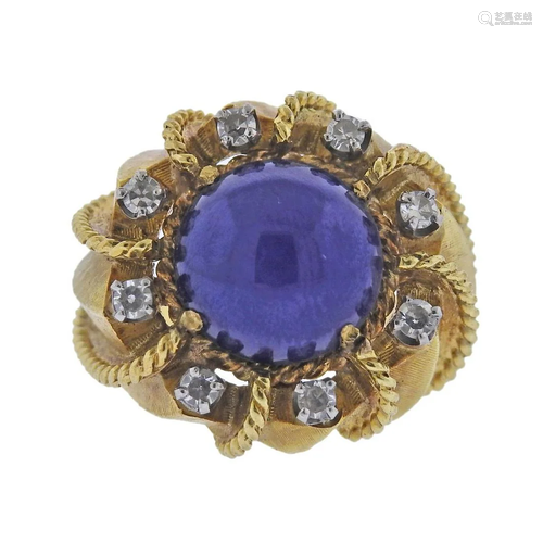 1960s 18k Gold Diamond Star Sapphire Ring