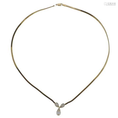 14k Gold Italian Diamond Necklace Pendant