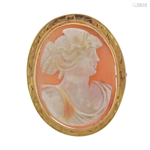 14k Gold Antique Cameo Brooch