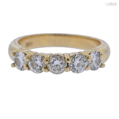 14k Gold Diamond Five Stone Ring