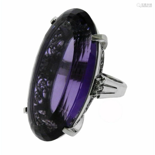 65ct Amethyst Diamond Platinum Ring