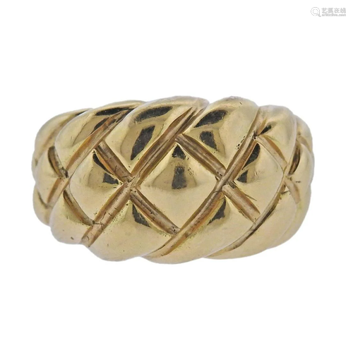 French Vintage 18k Gold Woven Ring