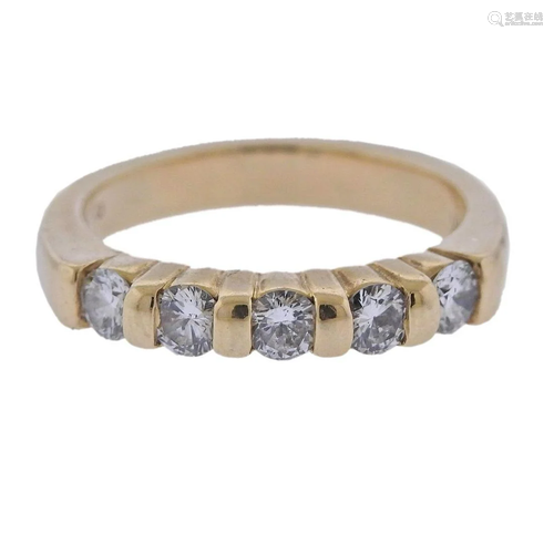 14k Gold Diamond Five Stone Ring