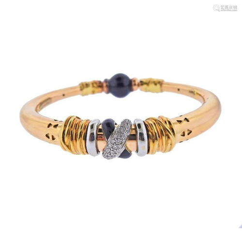 La Nouvelle Bague Gold Diamond Enamel Bracelet.