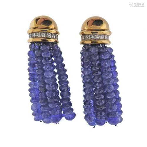 Benoit de Gorski Sapphire Gold Diamond Tassel Earrings