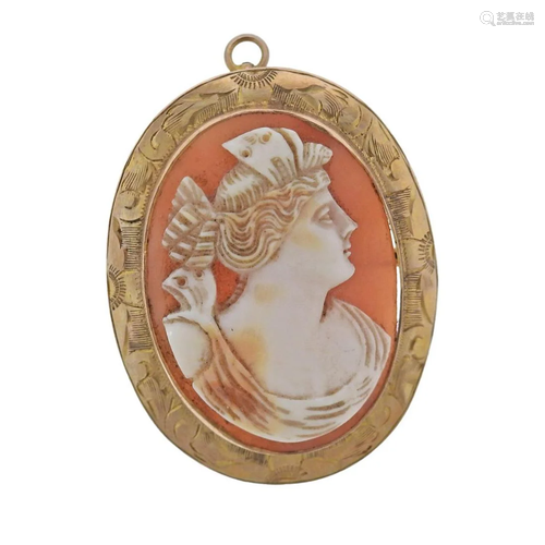 14k Gold Antique Cameo Brooch