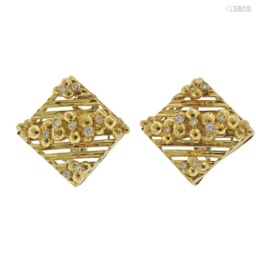 Vintage 18k Gold Diamond Earrings