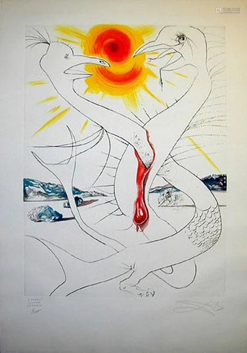 Salvador Dali - The Caduceus of Mars fed by the