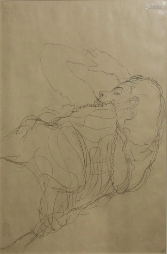 Gustav Klimt (After)- Half-nude Laying on Her Stomach