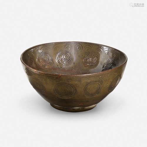 Chinese, Large Brown-glazed incised bowl