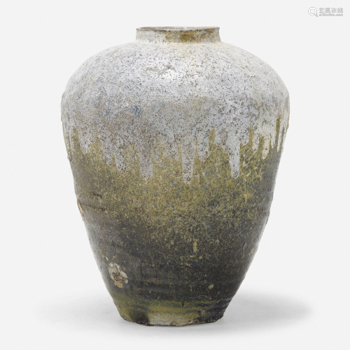Chinese, Large Brown-glazed Phosphatic-splashed jar