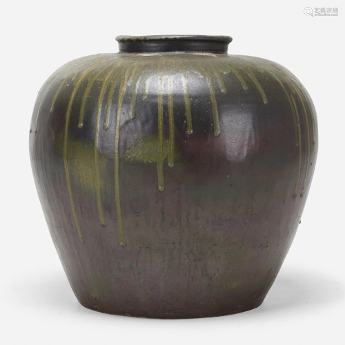 Chinese, Large Brown-glazed Splashed jar
