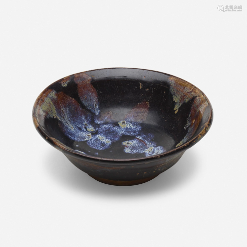 Chinese, Large Henan Black and Russet-splashed tea bowl