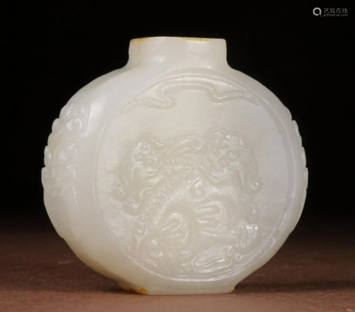 HETIAN JADE AUSPICIOUS PATTERN SNUFF BOTTLE