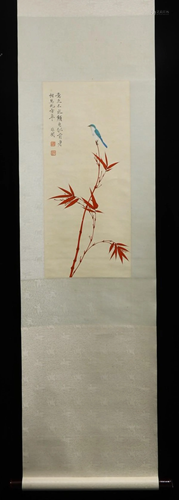 YU FEIAN BIRD PATTERN PAINTING HANGING SCROLL