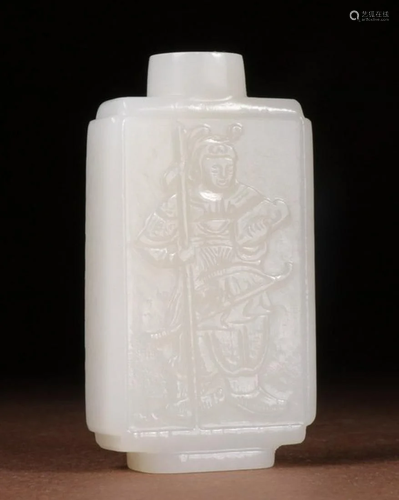 HETIAN JADE FIGURE STORY PATTERN SNUFF BOTTLE