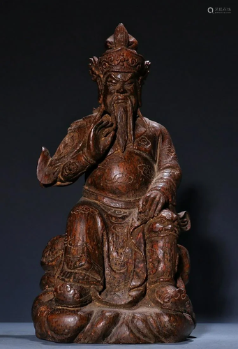 BAMBOO CARVED GUANGONG STATUE