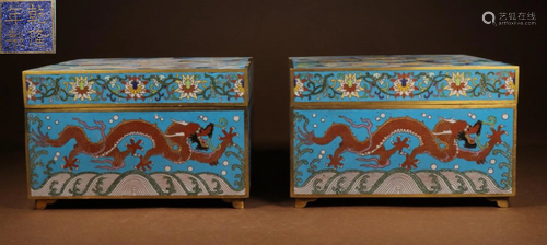 QIANLONG MARK CLOISONNE DRAGON PATTERN BOX