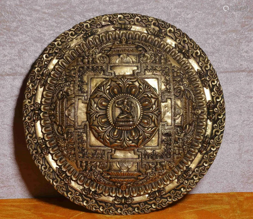 GILT BRONZE MANJUSRI PATTERN MANDALA