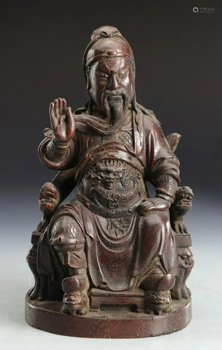 CHENGXIANG WOOD GUANGONG SEATED STATUE