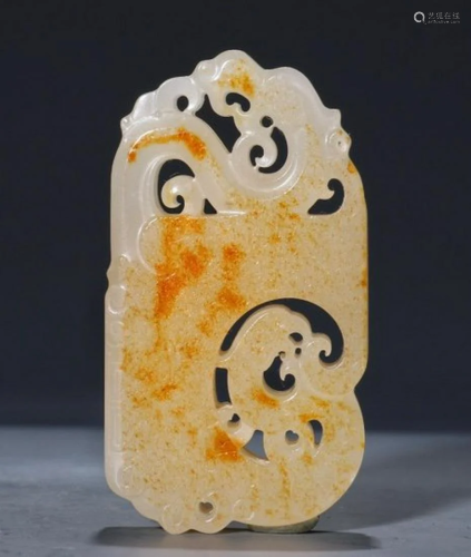 HETIAN JADE DRAGON PHOENIX PATTERN TABLET