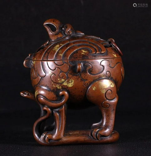 COPPER CAST XUANWU BEAST CENSER