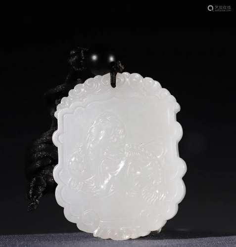 HETIAN JADE CARVED LION PATTERN TABLET