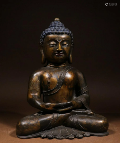 COPPER CAST SAKYAMUNI BUDDHA STATUE