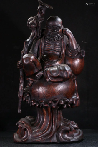 CHENXIANG WOOD CARVED BODHIDHARMA STATUE