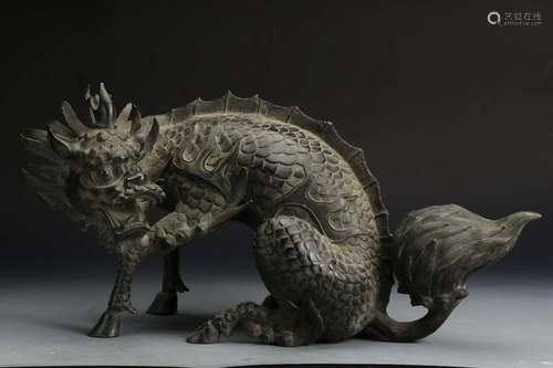 COPPER CAST QILIN BEAST ORNAMENT