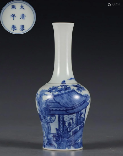 KANGXI MARK BLUE&WHITE GLAZE VASE