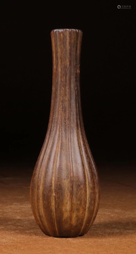 ZITAN WOOD CARVED VASE