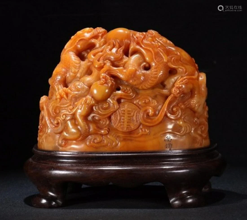 TIANHUANG STONE CARVED DRAGON CENSER