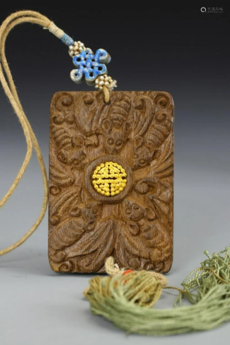CHENXIANG WOOD WITH GILT DECORATED TABLET