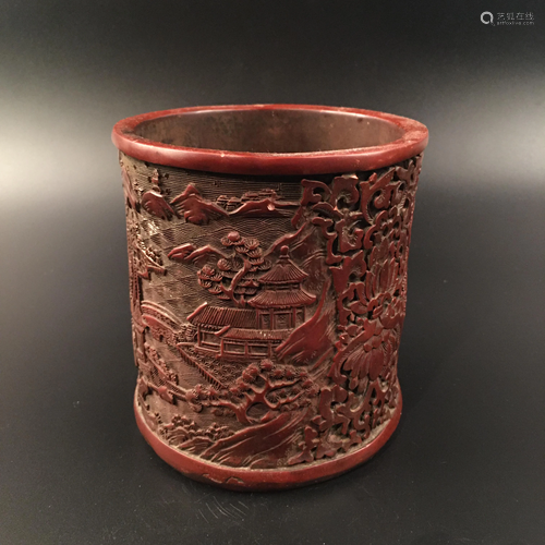 Chinese Lacquerwane Brush Pot