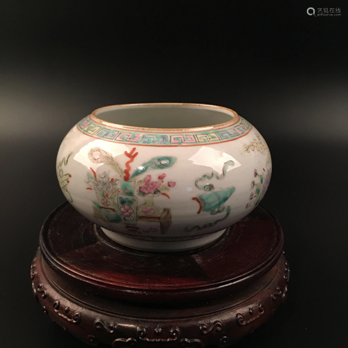 Chinese Famille Rose Water Jar Guang Xu Mark