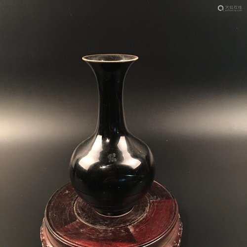 Chinese Black Glazed Porcelain Vase