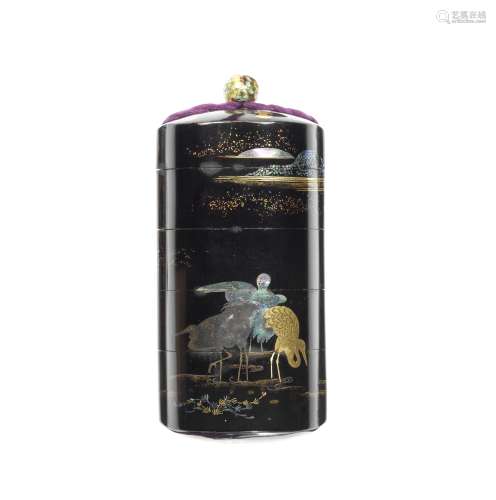 A black-lacquer four-case inro Somada style, 19th century