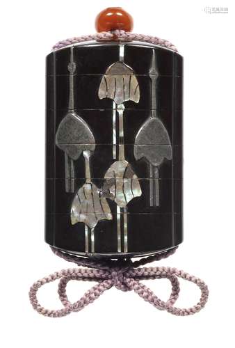 A black-lacquer five-case inro By Kajikawa Shoshin (Akinobu)...