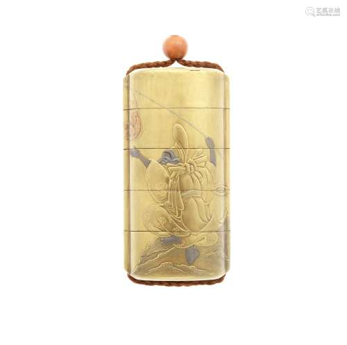 A gold-lacquer four-case inro By Kurimoto Ryosei, 19th centu...