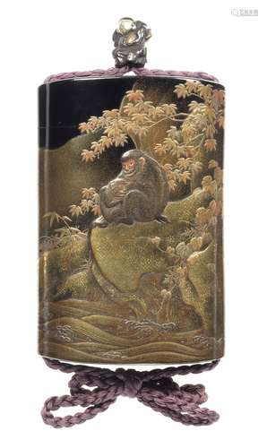 A lacquer four-case inro By Yamaguchi Shojosai (1893-1978), ...