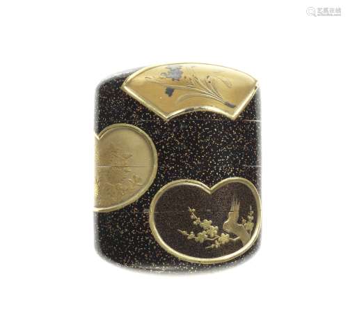 A black-lacquer small three-case inro By Tokosai Masashige, ...