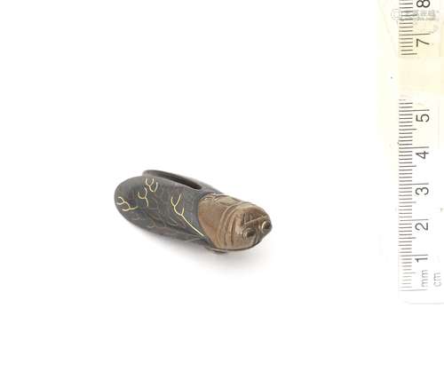 A copper and shakudo netsuke of a cicada After Murakami Joch...