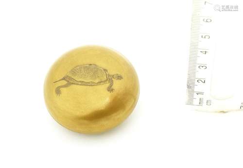 A gold-lacquer two-part manju netsuke By Koami Nagaharu, 19t...