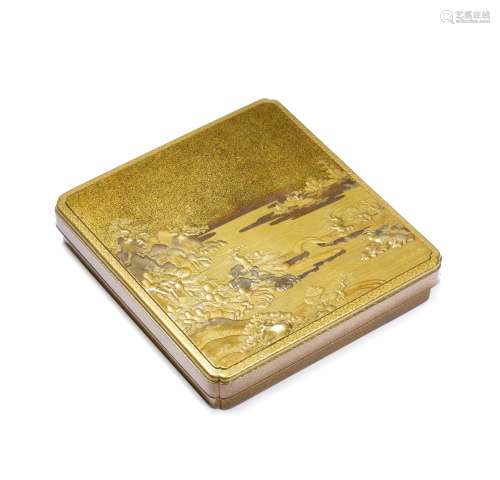 A fine gold-lacquer suzuribako (box for writing utensils) wi...