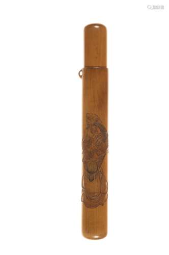 A boxwood kiseruzutsu (pipecase) By Nagigawa Tesso, early 20...