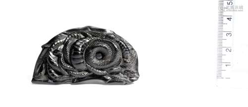 An ebony netsuke of five snakes Probably Iwami, early 19th c...