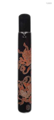 A lacquer kiseruzutsu By Kano Tessai, (1845-1925), Meiji Per...
