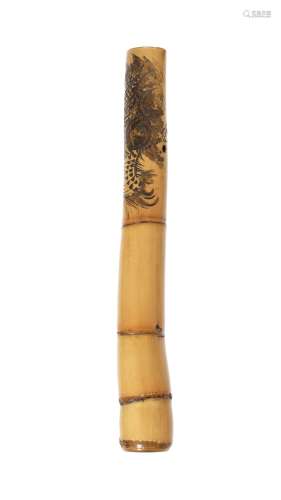 A bamboo kiseruzutsu (pipecase) By Kabi Sanjin, late 19th/ea...
