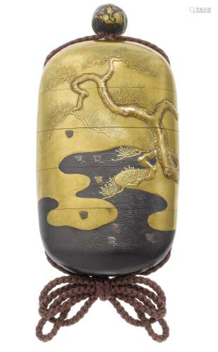 A gold-lacquer four-case inro By Shokyosai, 19th century